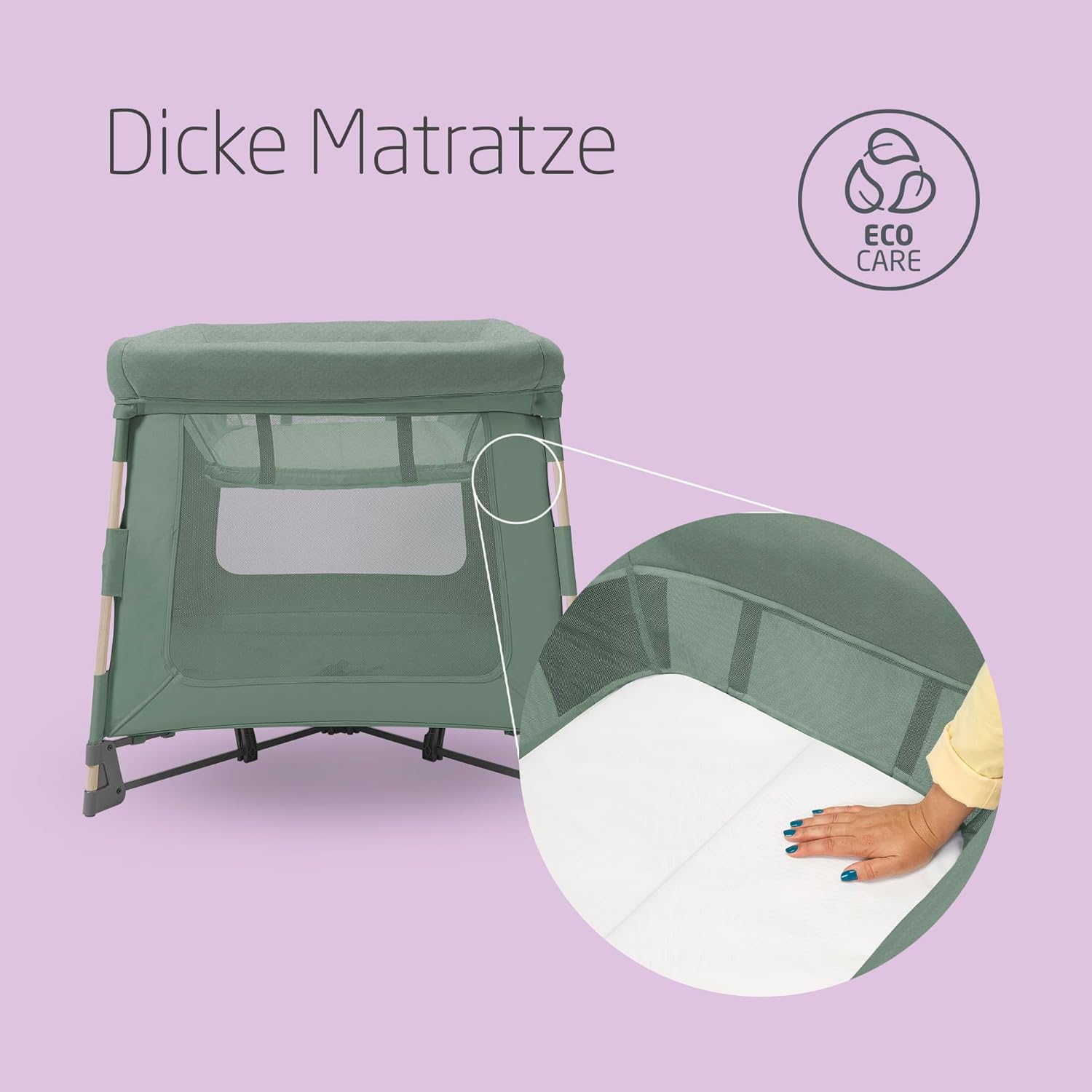 Maxi-Cosi Swift 3-in-1 Reisebett Baby, Babywiege, 0–3,5 Jahre, bis zu 15 kg, Reisebett höhenverstellbar, 2-in-1-Matratze, ultraleicht, in 1 Sekunde klappbar, Reisetasche, Eco Care, Beyond Grey