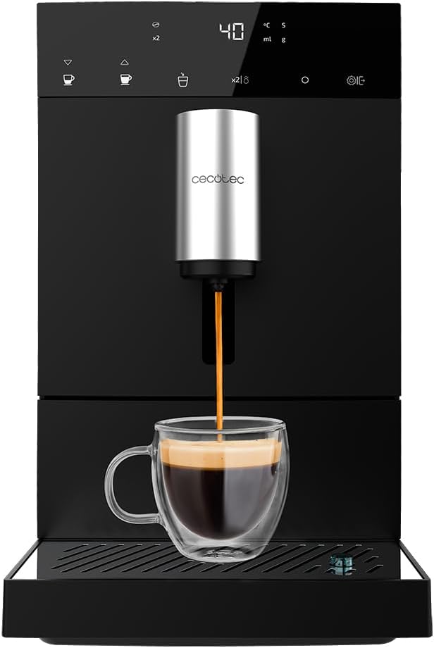 Cecotec Superautomatische Kompakt-Kaffeemaschine Cumbia Cremmaet Compact, 1350 W, 19 Bar und Thermoblock-System, 1,1 L Wassertank und 150 g Kaffeebehlter, Plug&Play, automatische Reinigung