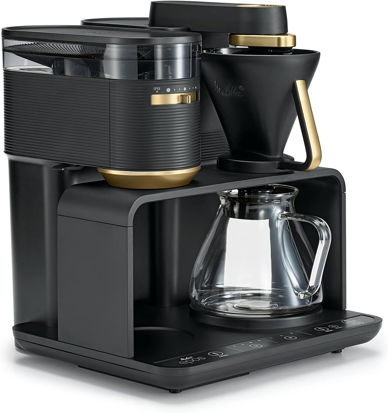 Melitta EPOS Kaffeemaschine mit Mahlwerk, schwarz-silber