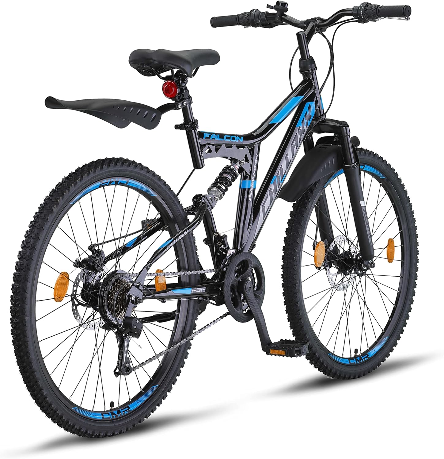Chillaxx Bike Falcon Premium Mountainbike in 24,26,27.5 und 29 Zoll - Fahrrad für Jungen, Mädchen, Damen und Herren - Scheibenbremse- 21 Gang-Schaltung - Vollfederung