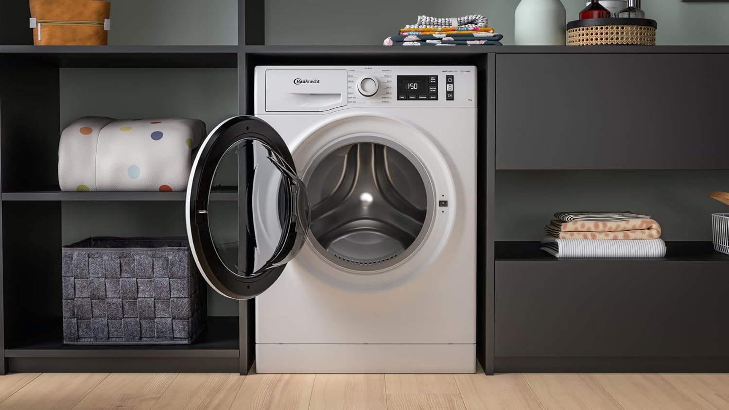 Bauknecht W Active 711 B Waschmaschine-Frontlader/ 7kg/ 1400 U/min/Kraftvolle Fleckentfernung/Dampf Programme/Steam Hygiene mit Antivirus/Steam Refresh/Stopp&Add Funktion/Dynamic Inverter-Motor