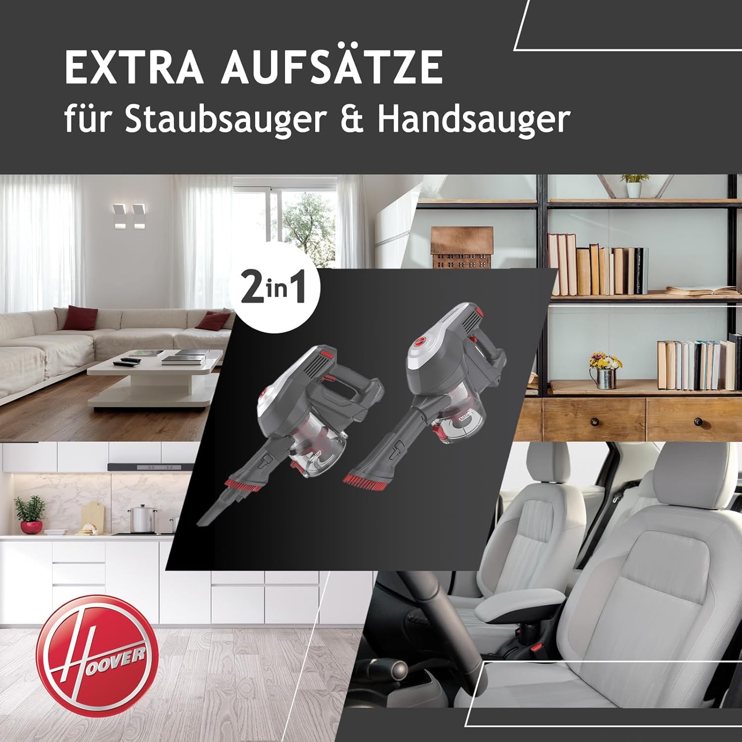 Hoover Akku-Staubsauger Tierhaare H-FREE 100 PETS ohne Beutel + Tierdüse I bis 40 Min. Laufzeit I Staubsauger kabellos mit LED, XL Staubbehlter & Parkfunktion I Akkusauger mit Fugendüse & Staubbürste