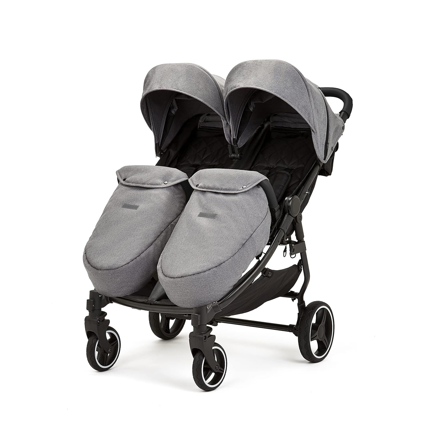 Venus Max Doppel kinderwagen - geeignet von Geburt bis 15 kg (ca. 3 Jahre), kompakter, leichter, faltbarer Zwillingskinderwagen, inklusive Regenschutz und Fußwärmer (Biscuit)