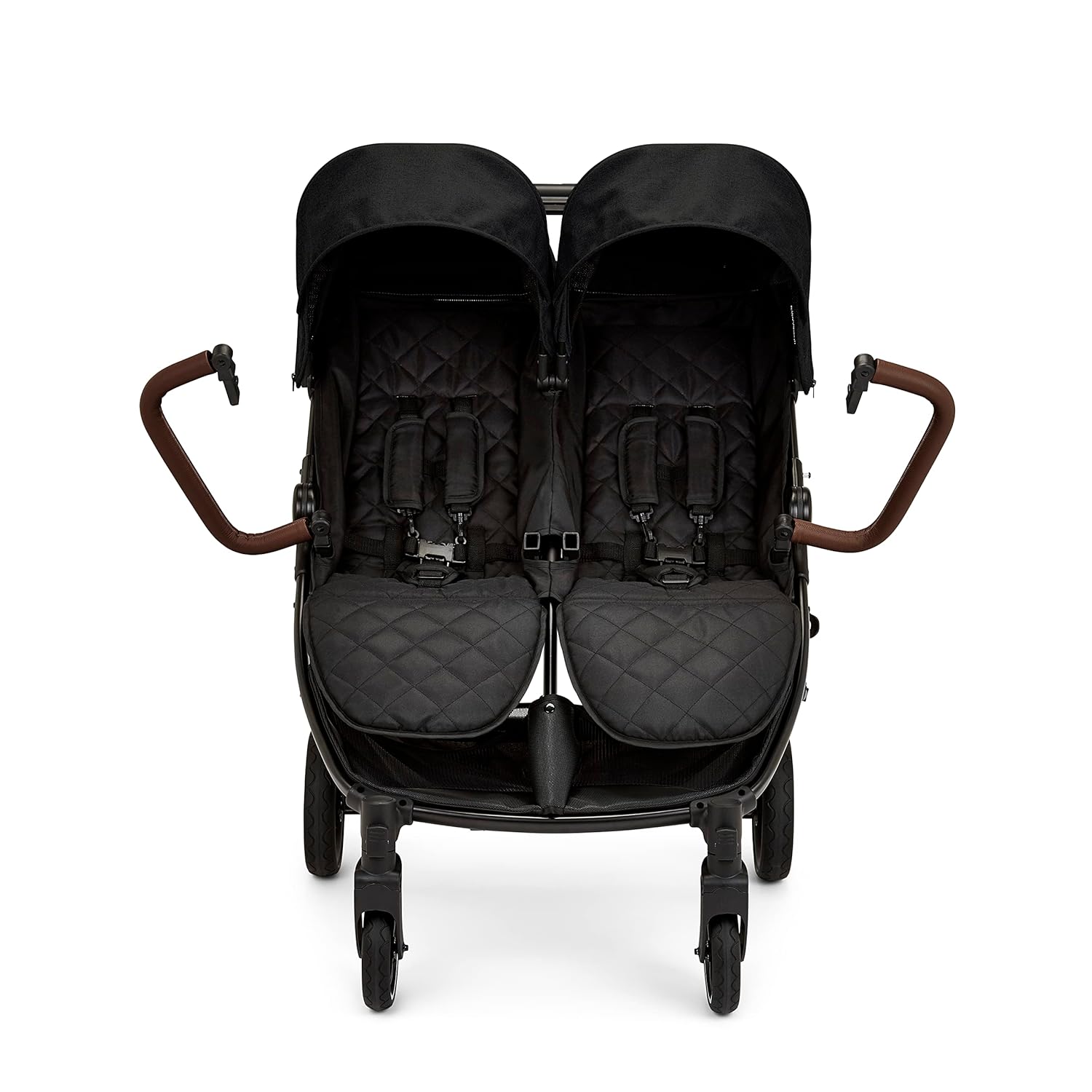 Venus Max Doppel kinderwagen - geeignet von Geburt bis 15 kg (ca. 3 Jahre), kompakter, leichter, faltbarer Zwillingskinderwagen, inklusive Regenschutz und Fußwärmer (Biscuit)