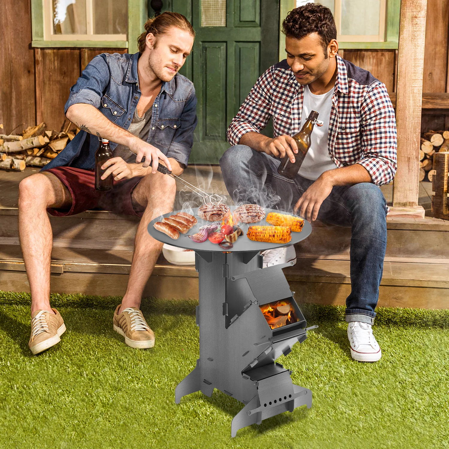 Sonnewelt Raketenofen Fire Gusseisen Stove Grillplatte