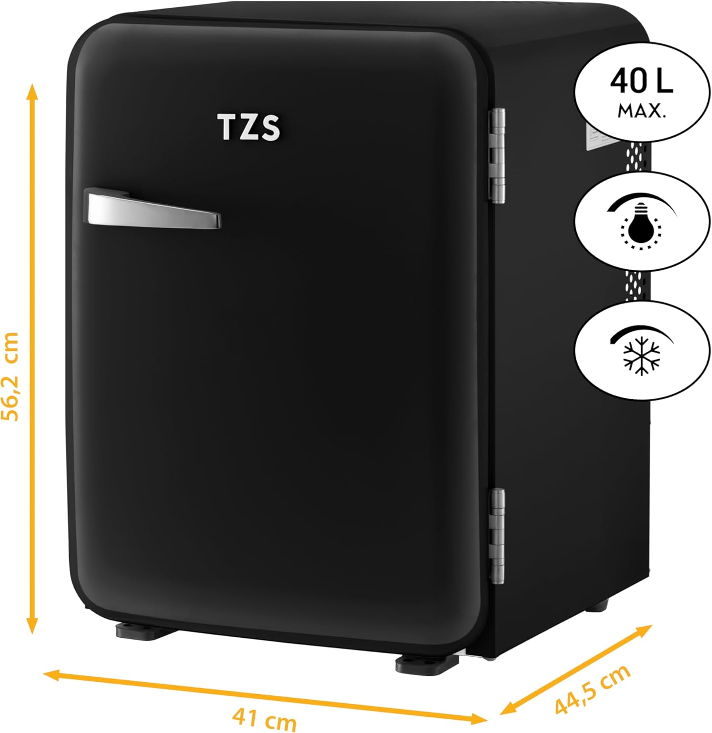 TZS First Austria lautloser Minikühlschrank | Retro Design | Einstellbare Kühlleistung | Türgriff |Thermoelektrisches Kühlsystem | 40L | creme
