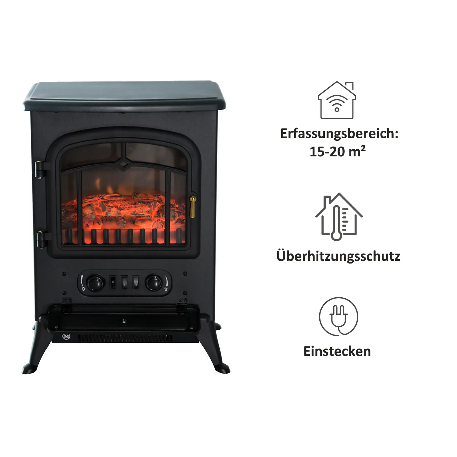 HOMCOM Elektrokamin Kaminofen Flammeneffekt Überhitzungsschutz