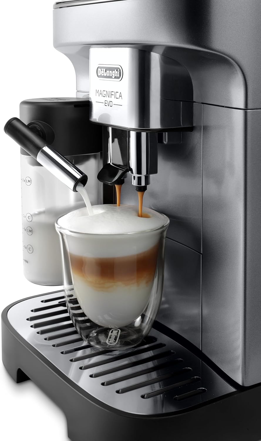 De'Longhi Magnifica Evo ECAM 292.81.B Kaffeevollautomat mit LatteCrema Milchsystem, 7 Direktwahltasten für Cappuccino, Espresso und weitere Kaffeespezialitäten, 2-Tassen-Funktion, Schwarz