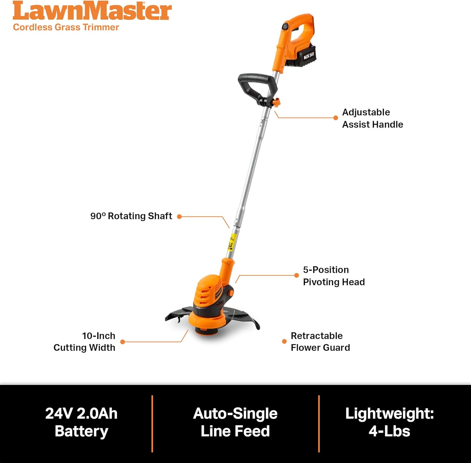 LawnMaster VBRM16 OcuMow Mhroboter für geeignet für bis zu 100 qm-Selbstfahrender Rasenmher Roboter mit MX 24V 4.0Ah Lithium-Ionen Akku Ohne Kabel