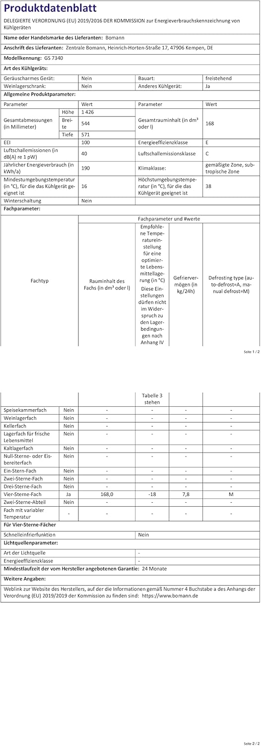 Bomann Gefrierschrank | Tiefkühlschrank | Freezer | Nutzinhalt 168 Liter | wechselbarer Türanschlag | 4 Sterne Gefrierraum | GS 7340 inox