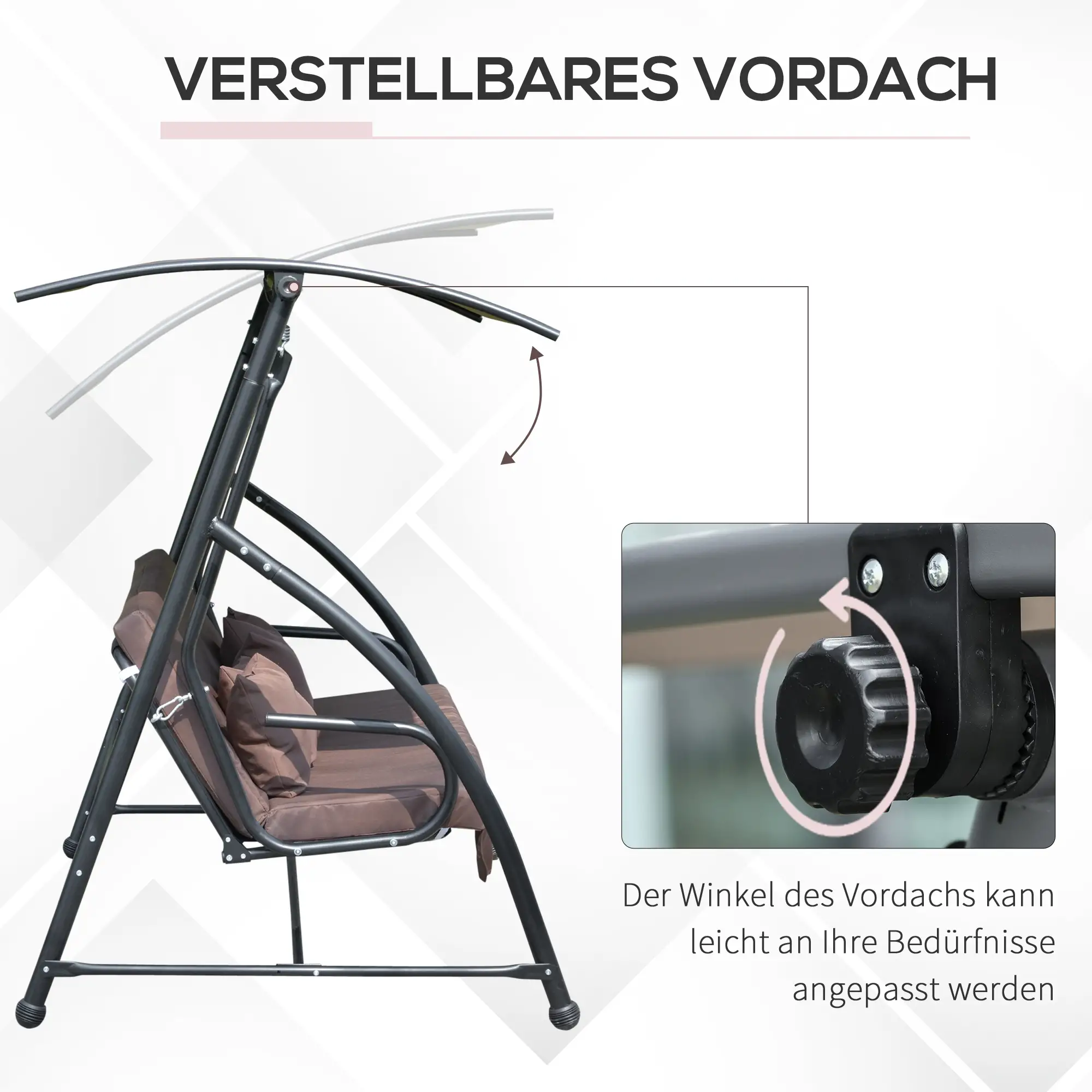 Outsunny Hollywoodschaukel 3-Sitzer Liegefunktion Sonnendach
