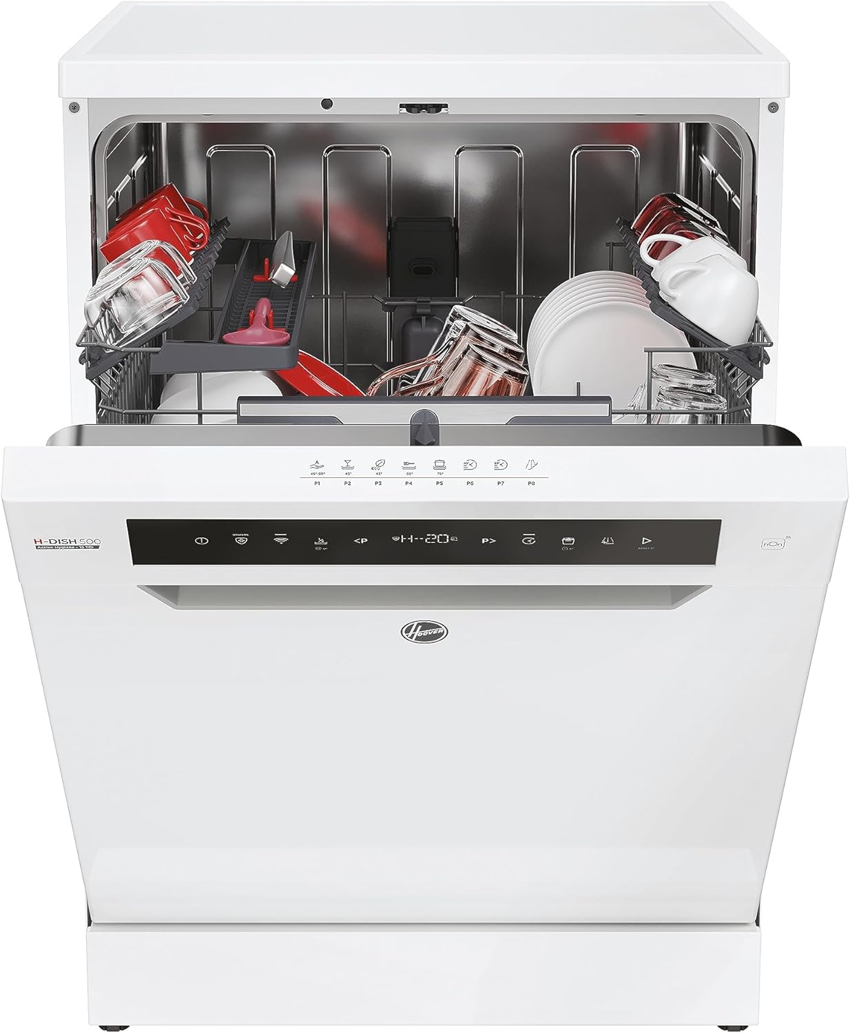 Hoover HF 4C6F0PW Geschirrspüler; 14 Maßgedecke; Freistehend, 60 cm breit; Energieeffizienzklasse C; Smarte Bedienung mit WiFi + Bluetooth-Technologie