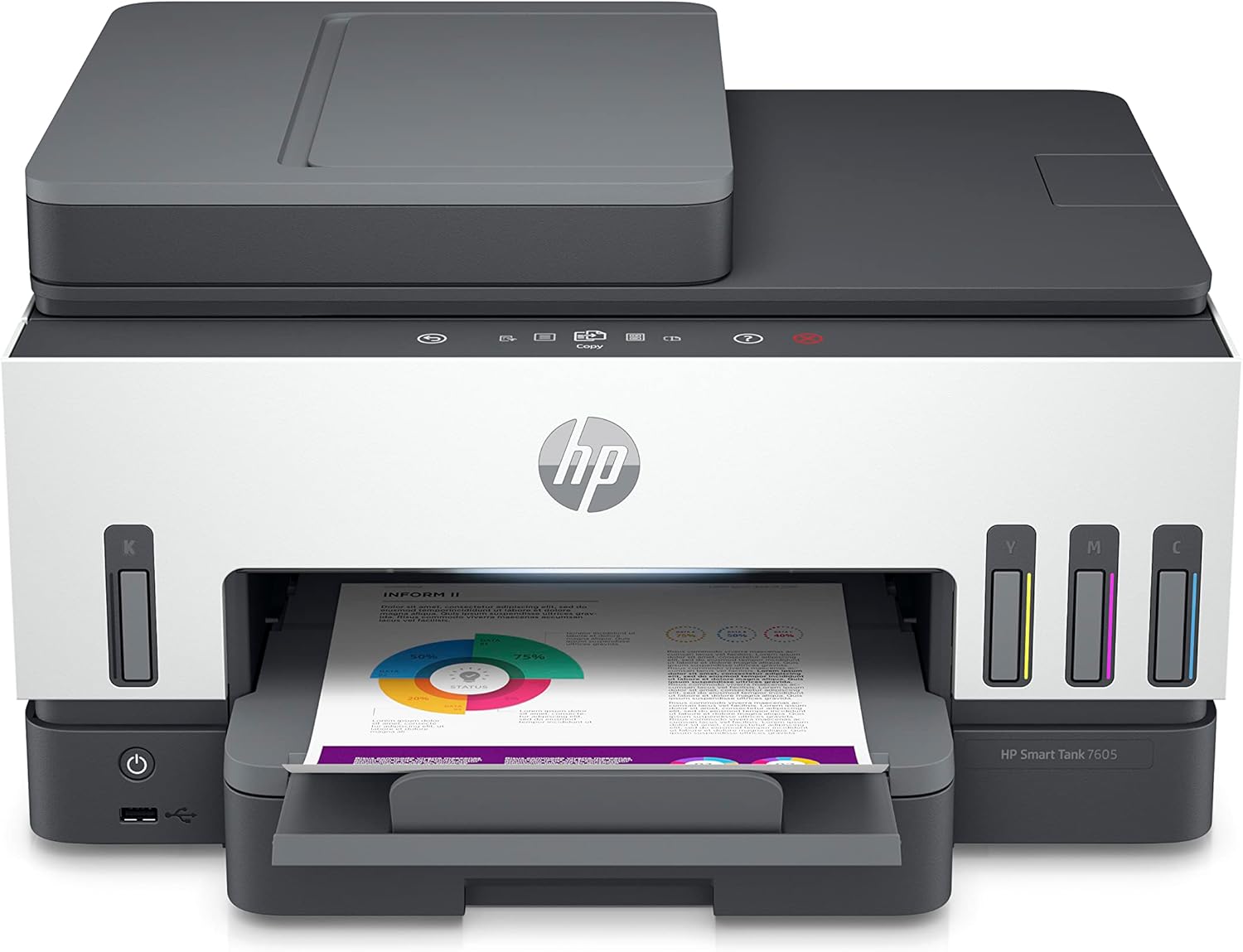 HP Smart Tank 7605 4-in-1 Multifunktionsdrucker (WLAN; Duplex; ADF) – 3 Jahre Tinte inklusive, 3 Jahre Garantie, großer Tintentank, hohe Reichweite, Drucken in hoher Qualität