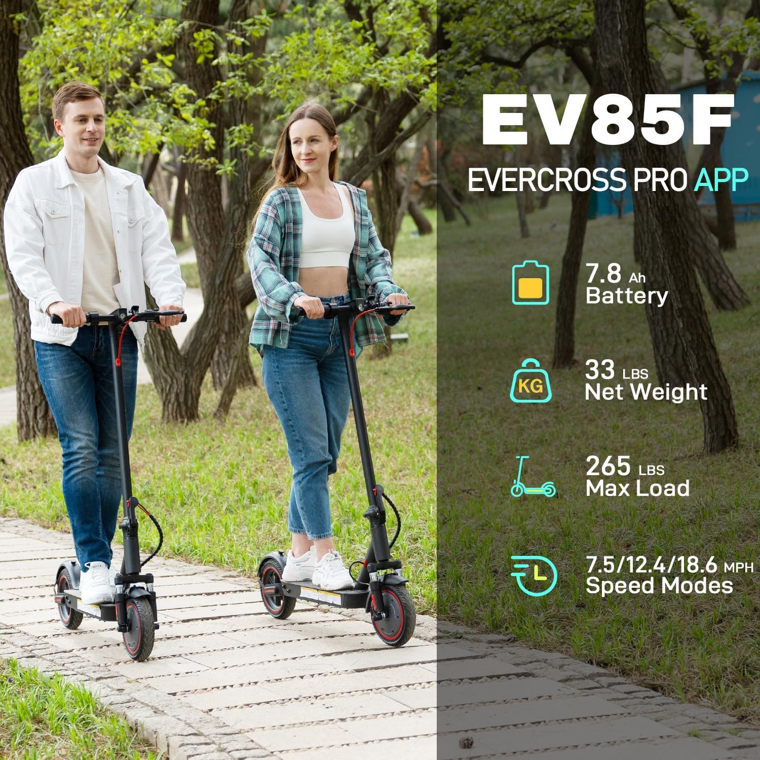 EVERCROSS EV85F E-Scooter – 350W Motor, 25 km/h, 8.5 Reifen, IP54, Klappbar