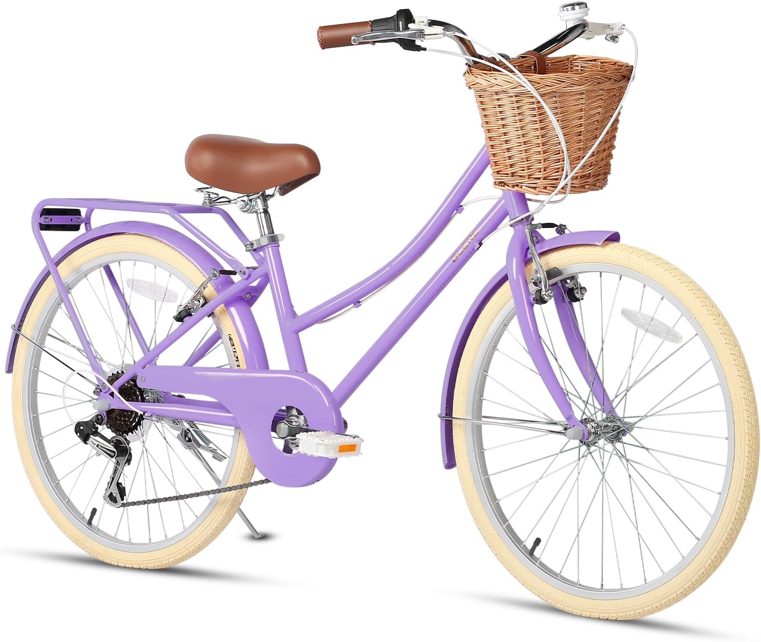 Glerc Missy 20 24 26 Zoll Mädchen City 6-Gang Hybrid Cruiser Fahrrad mit Weidenkorb für Jugend über 6-Jahre alt, mehrere Farben