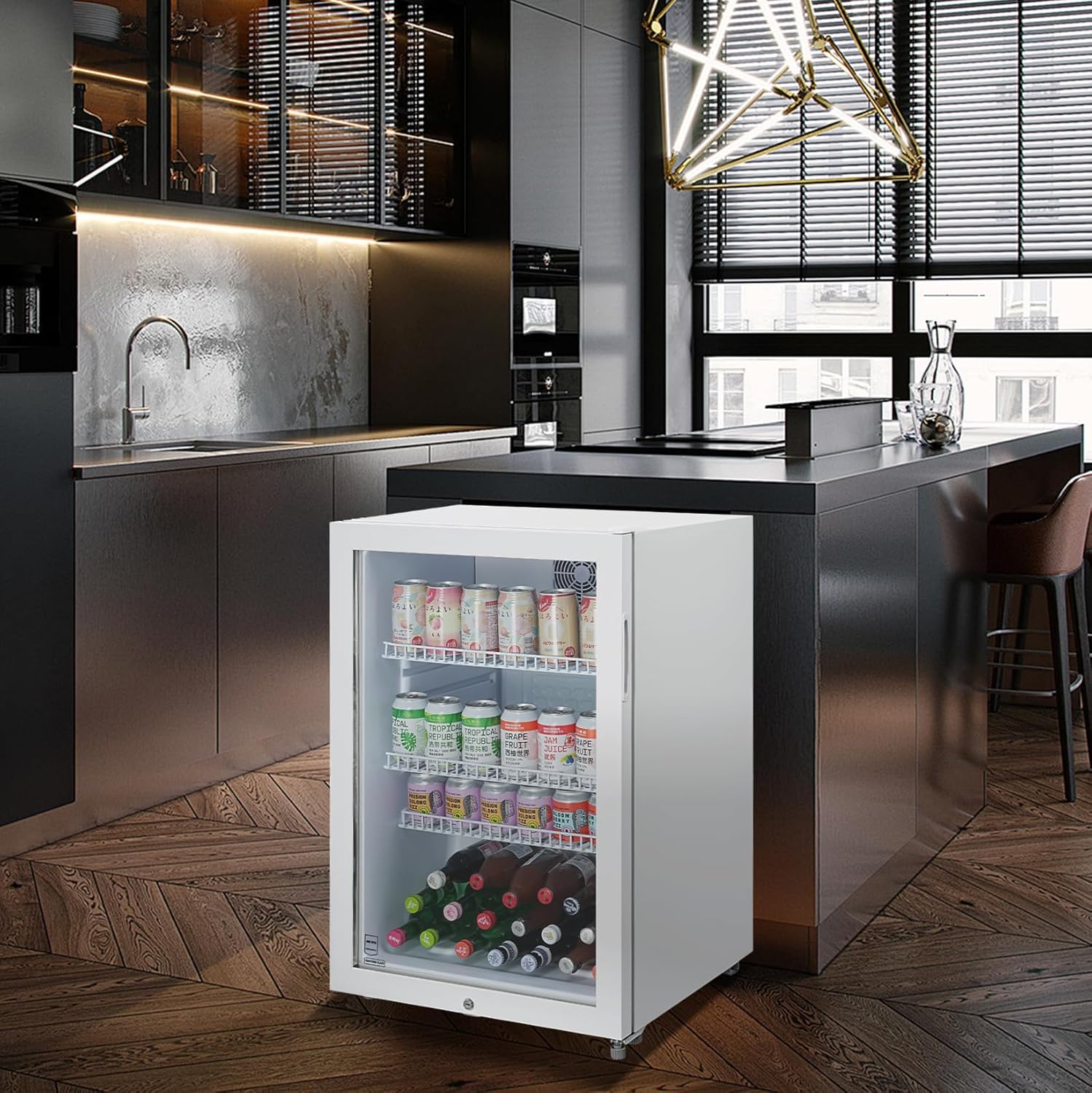 METRO Professional Mini-Kühlschrank GPC1088, 88 L, 1.052 kWh/24h, 3 Edelstahl-Drahtböden, schwarz