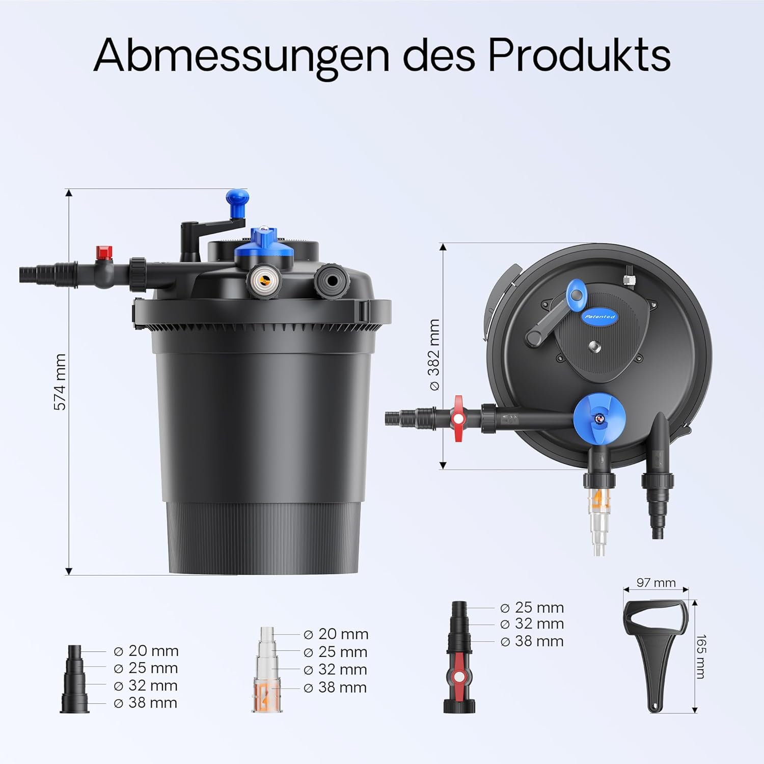 SunSun CPF-15000 Druckteichfilter 10.000 l/h / 18 W UVC Einheit, Teichdruckfilter für Teiche bis 30.000 Liter, Teichklärer, Filteranlage