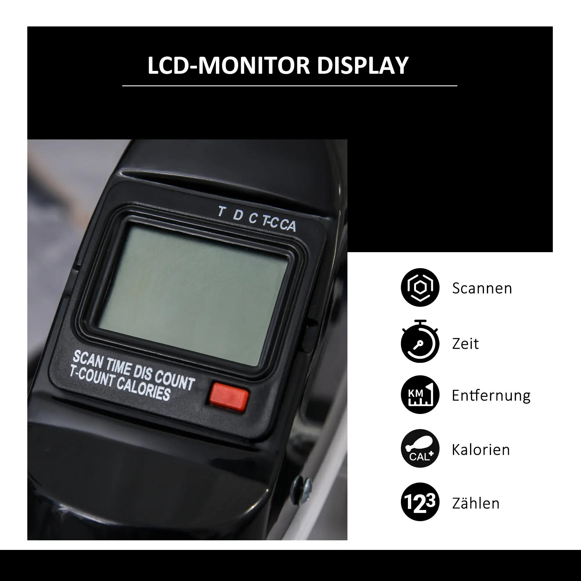 HOMCOM Mini Heimtrainer Fitnessbike LCD-Display verstellbarer Widerstand