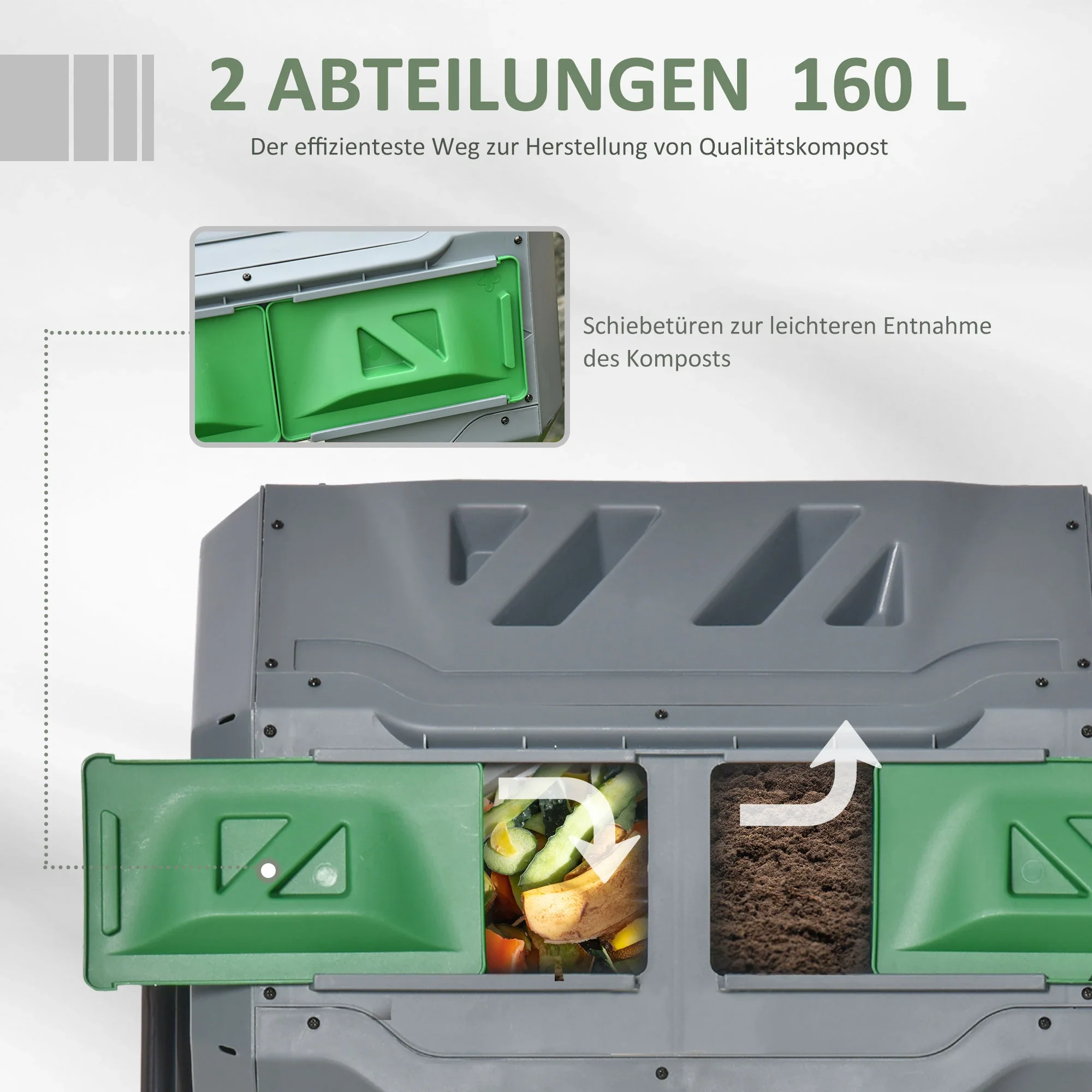 Outsunny Komposter Trommel 2 Kammern 360° drehbar