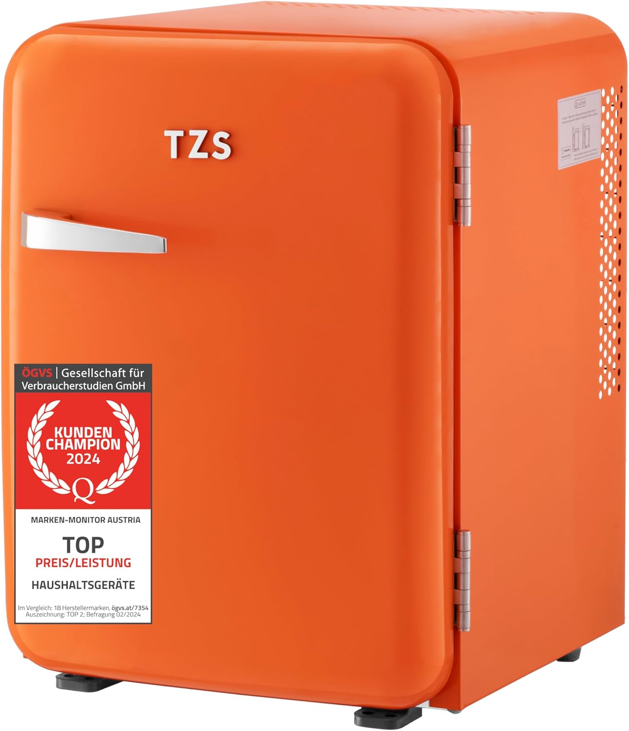 TZS First Austria lautloser Minikühlschrank | Retro Design | Einstellbare Kühlleistung | Türgriff |Thermoelektrisches Kühlsystem | 40L | creme