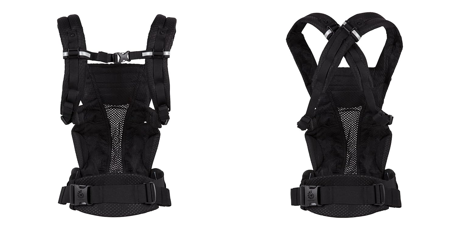 Ergobaby Omni Breeze Babytrage für Neugeborene ab Geburt bis 20kg, 4 Positionen SoftFlex Mesh Ergonomische Babybauchtrage Rückentrage Baby-Tragetasche, Natural Beige