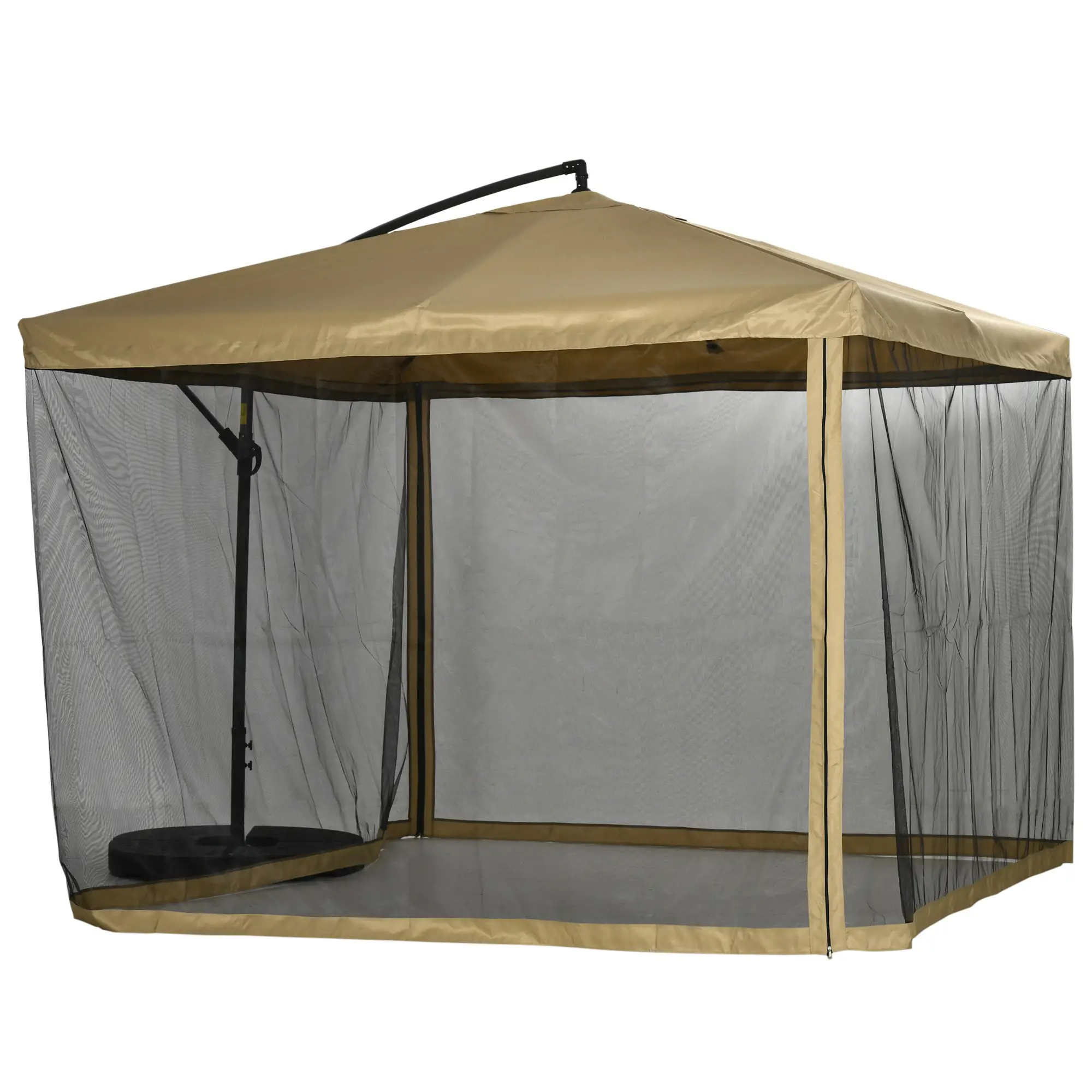 Outsunny Ampelschirm Gartenschirm mit Moskitonetz Handkurbel