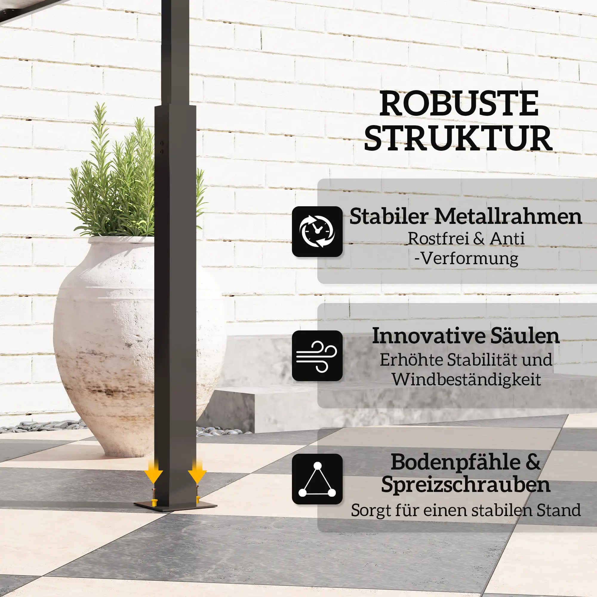 Outsunny Grillpavillon doppelschichtiges Vordach LED-Licht