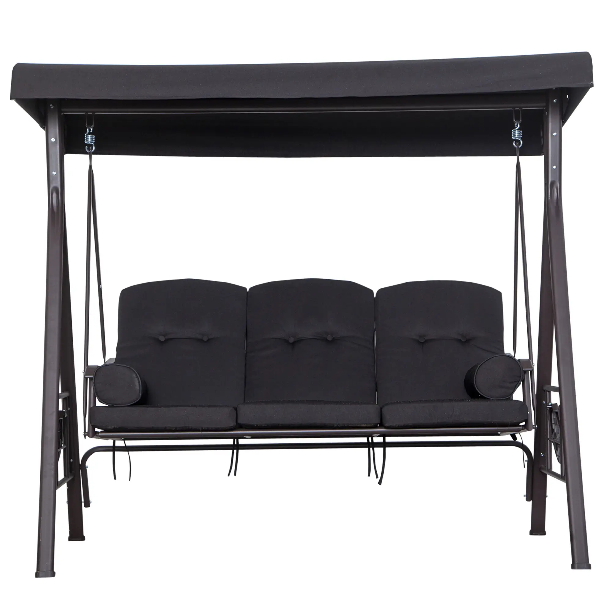 Outsunny 3-Sitzer Hollywoodschaukel mit Sonnendach & Kissen – Schwarz