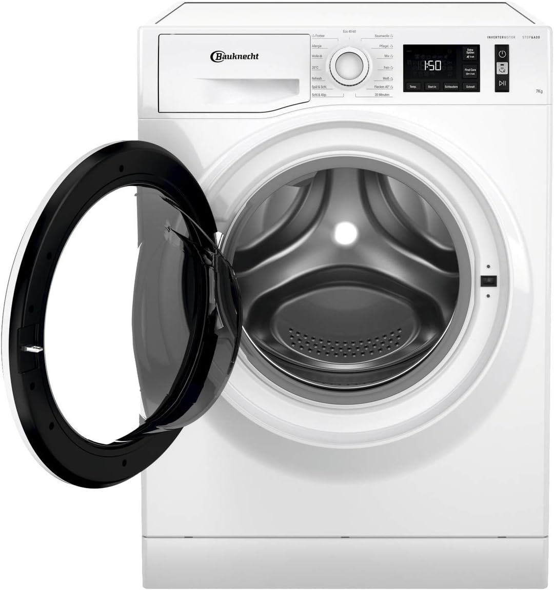 Bauknecht W Active 711 B Waschmaschine-Frontlader/ 7kg/ 1400 U/min/Kraftvolle Fleckentfernung/Dampf Programme/Steam Hygiene mit Antivirus/Steam Refresh/Stopp&Add Funktion/Dynamic Inverter-Motor