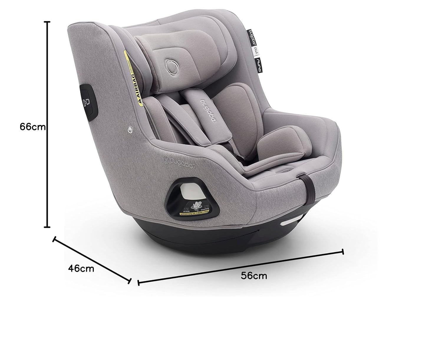 Bugaboo Owl by Nuna Isofix Kindersitz von der Geburt bis 4 Jahre, 0-18 kg. 360 Grad drehbar, Gruppe 0+/1, ultimativer Komfort und Sicherheit, verstärkte Schale und seitlicher Aufprallschutz, Grey