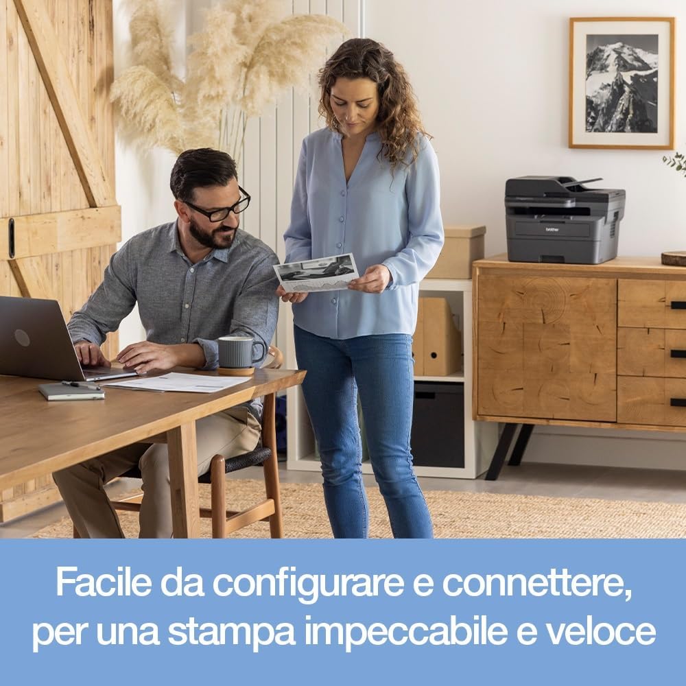 Brother MFC-L2860DWE 4-in-1-Multifunktions-Laserdrucker, 34 ppm, Duplexdruck, 6,8 cm Touchscreen-Farbdisplay, Fast Ethernet, WLAN mit 5 GHz und USB 2.0