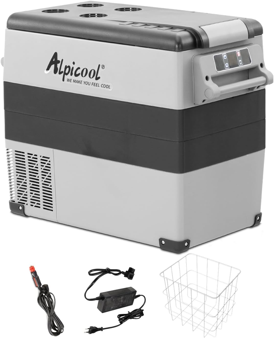 Alpicool CF55 55 Liter Kühlbox 12V tragbarer Mini-Kühlschrank elektrische Gefrierbox klein Gefrierschrank für Auto Camping, LKW, Boot und Steckdose mit USB-Anschluss, -20℃ bis 20℃