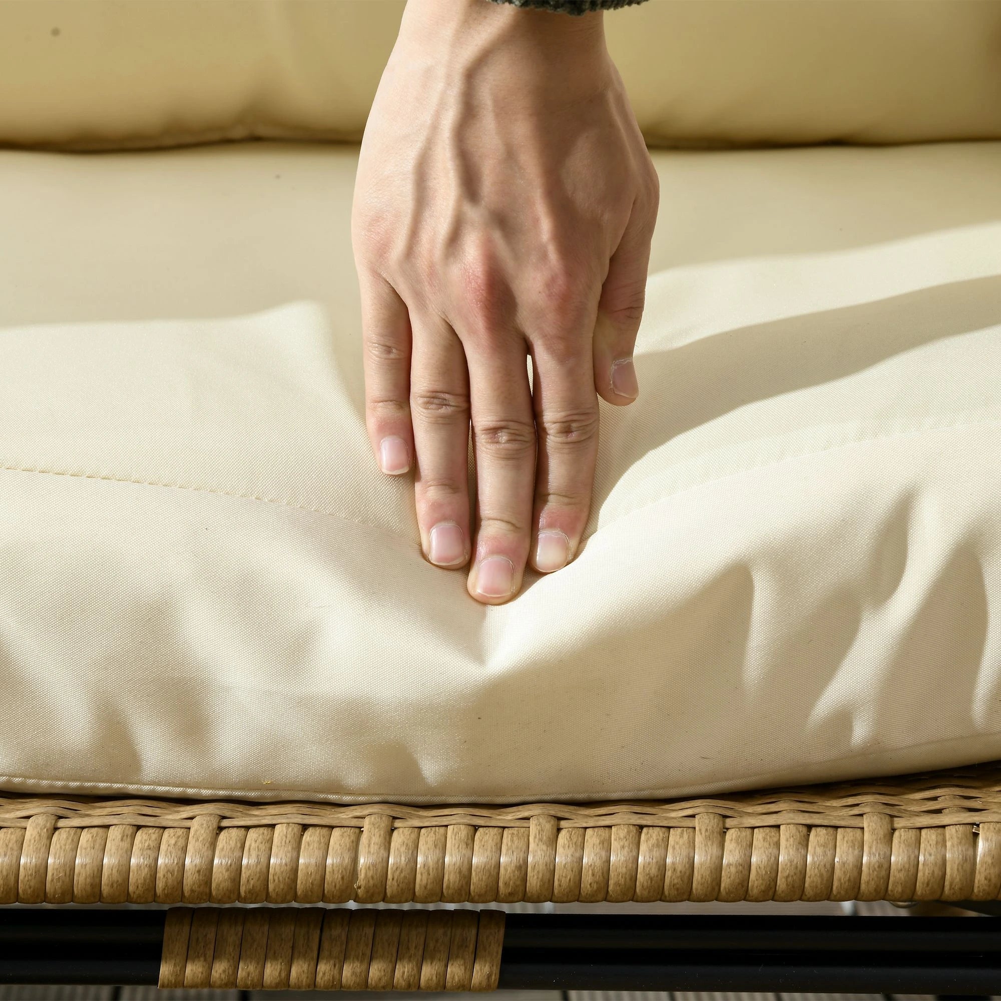 Outsunny Rattansessel Korbform mit dicken Kissen verstellbare Füße