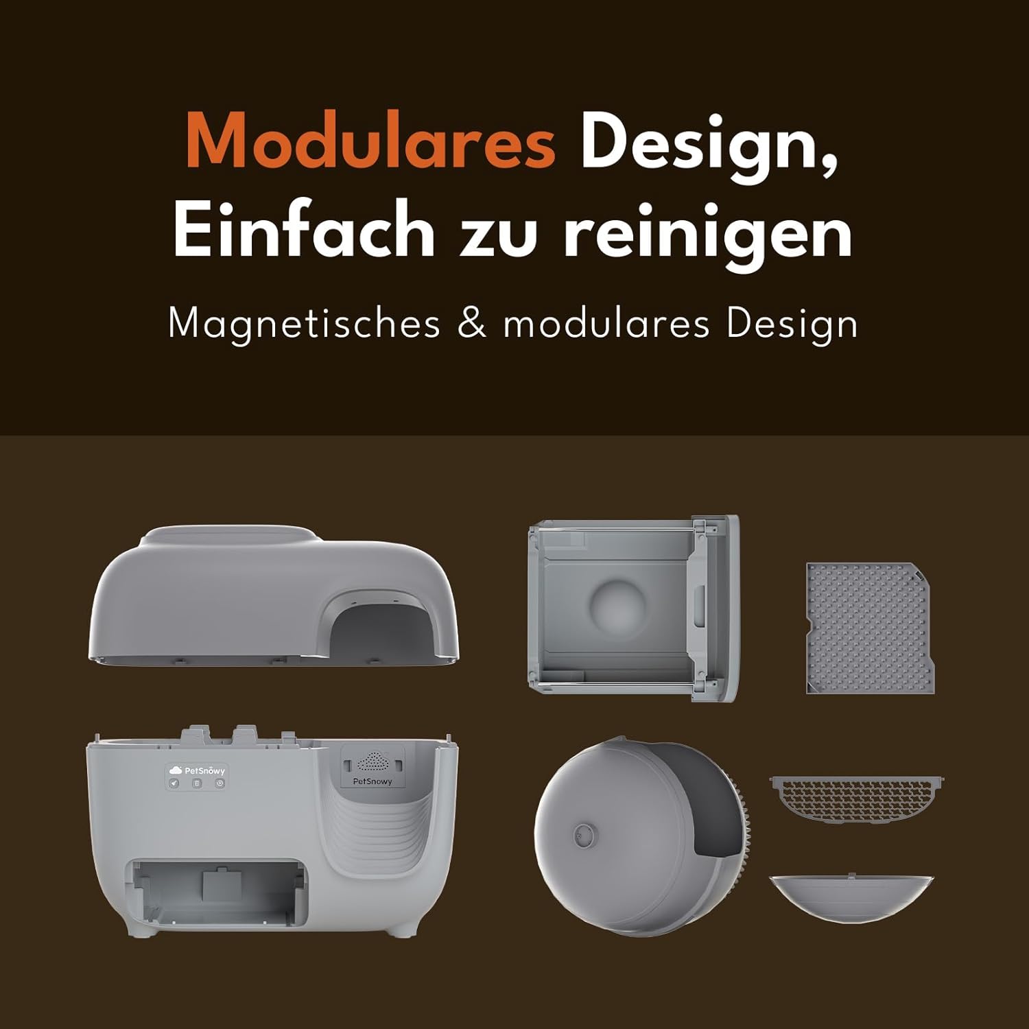 PetSnowy Katzenklo Selbstreinigend Katzentoilette mit TiO2-Geruchskontrollsystem, App-Steuerung, Auto-Packing für große Katzen & Mehrkatzenhaushalte 1,5-9 kg, Max Kapazität von 83L (2025 Premium)