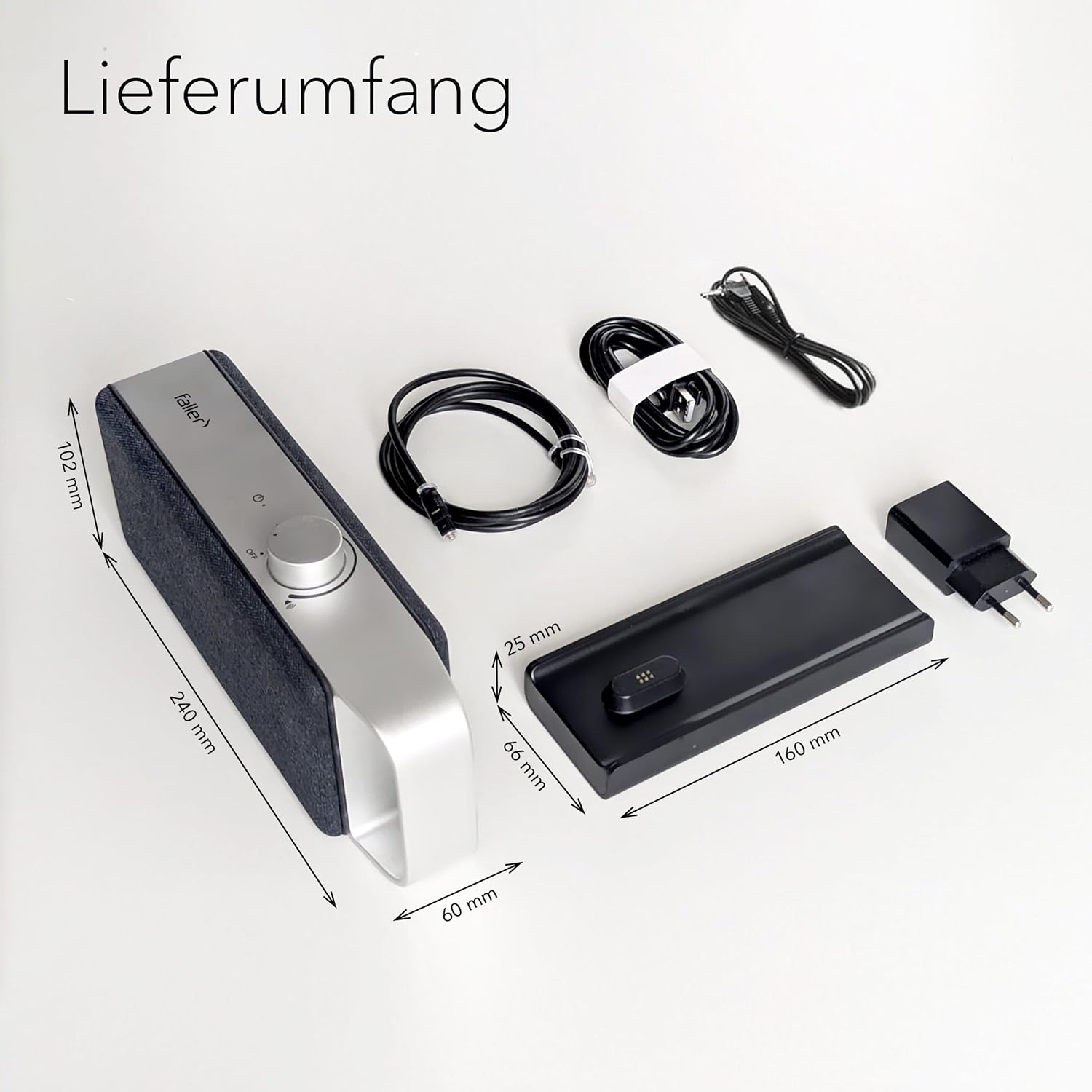 faller Oskar TV Lautsprecher/Soundbar mit Clear Voice (tragbar, kabellos, einfache Bedienung, Aluminiumgehäuse)