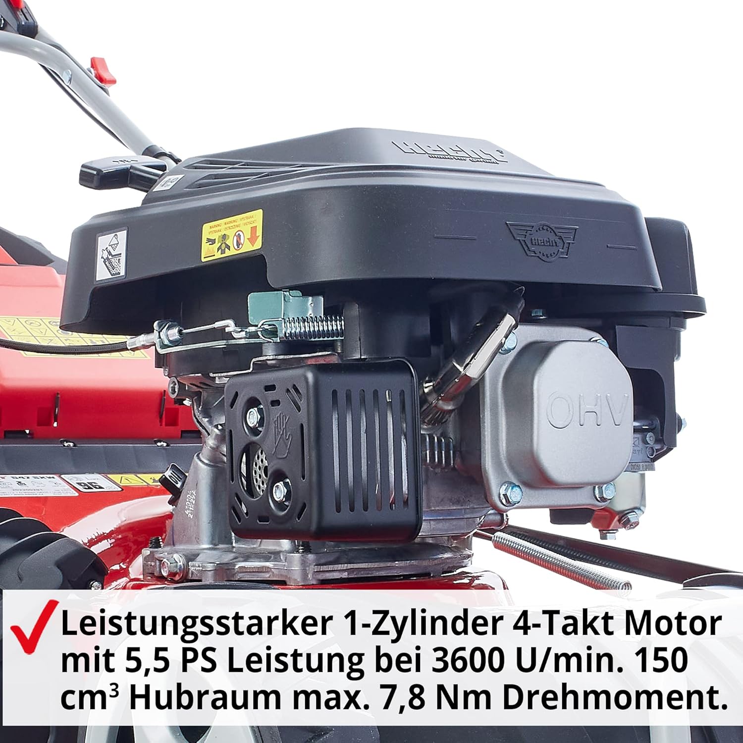 HECHT 5IN1 Rasenmäher Benzin – Bequemer Selbstantrieb - Für Flächen bis 1000 m² - Starker 4 Takt Motor mit 46 cm Schnittbreite – Radantrieb – Mulchfunktion – Seitenauswurf - Rasenmäher Benzin