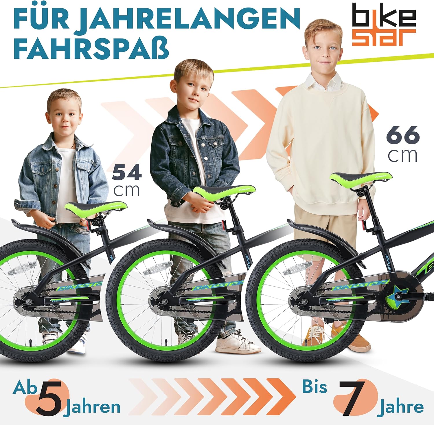 BIKESTAR Kinderfahrrad 18 Zoll für Mädchen und Jungen ab 5 Jahre | Kinderrad Urban Jungle | Fahrrad für Kinder | Risikofrei Testen