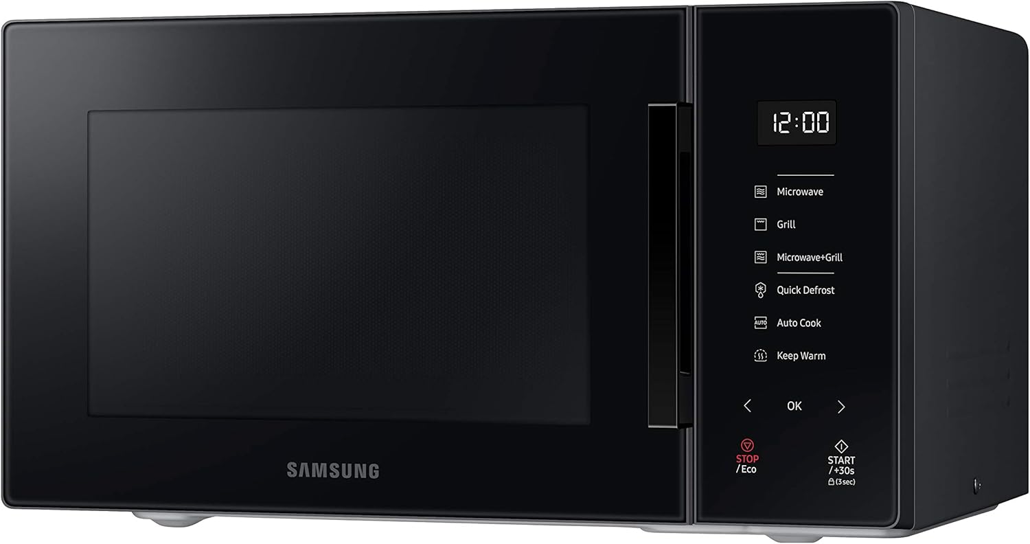 Samsung Tisch-Mikrowelle Glas Design MG23T5018CP/ET, knuspriges Kochen, AirFry, Mikrowelle + Grill 800 W + 1100 W, 23 l, 49 x 27,5 x 38 cm, Puder