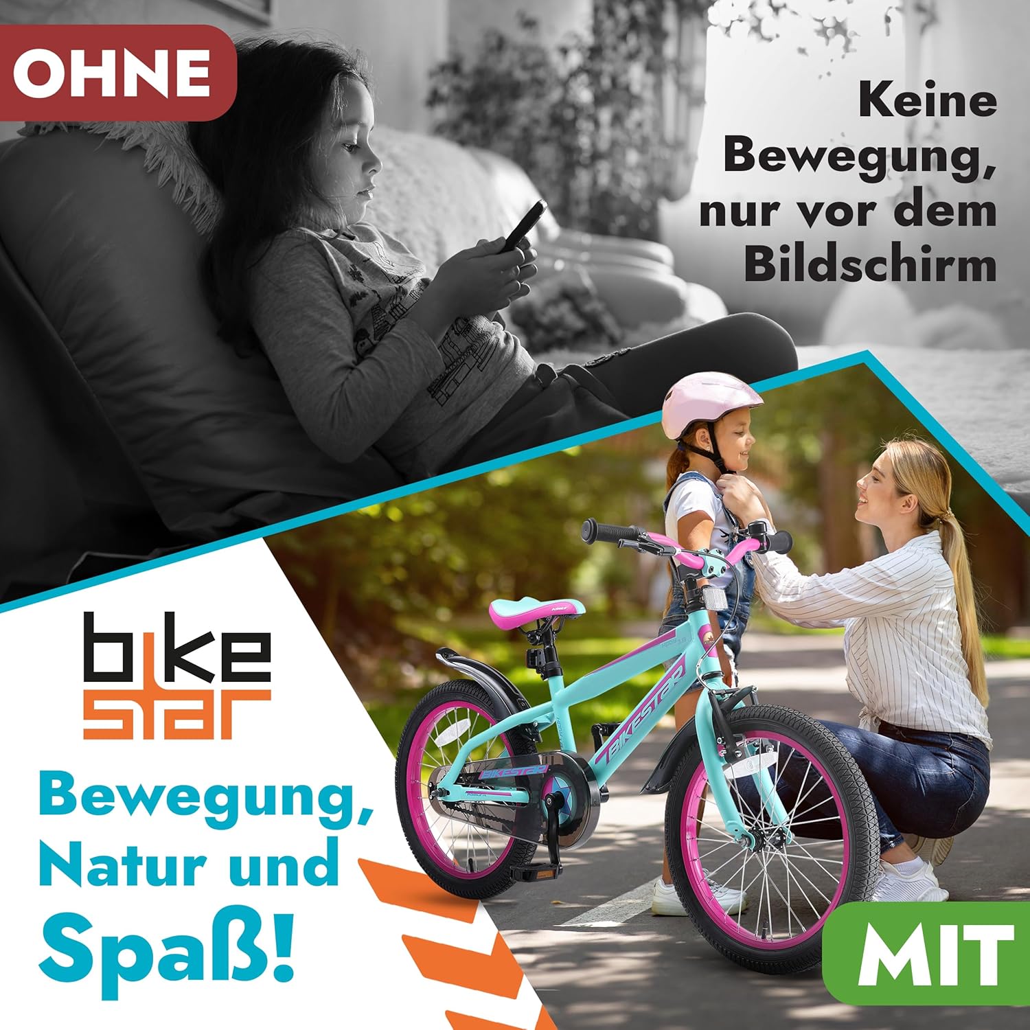 BIKESTAR Kinderfahrrad 18 Zoll für Mädchen und Jungen ab 5 Jahre | Kinderrad Urban Jungle | Fahrrad für Kinder | Risikofrei Testen