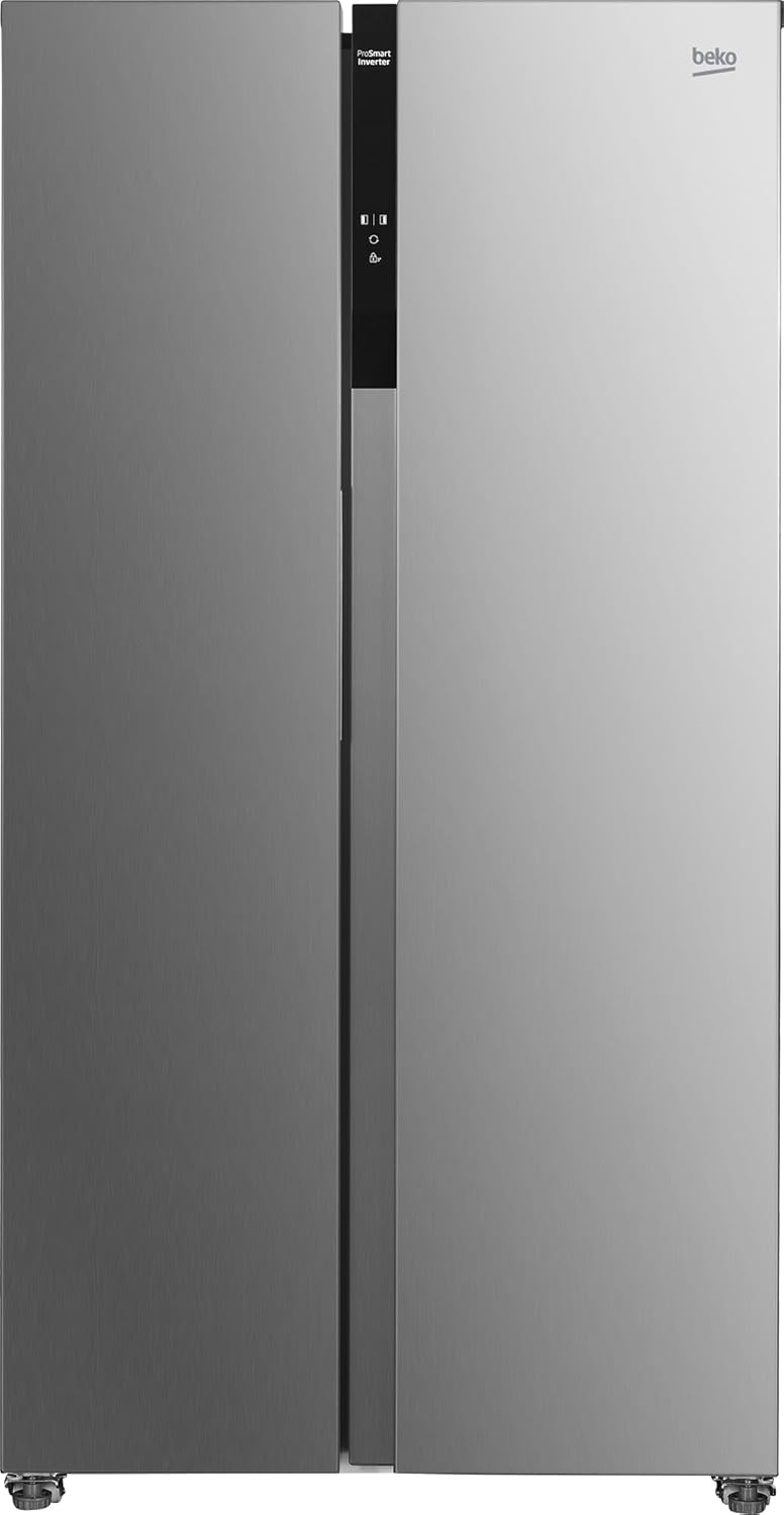 Beko GNO5322WDXPN Side-by-Side, Kühlschrank, Gefrierschrank, 532 l Gesamtvolumen, 347 Liter Kühlbereich, 185 Liter Gefrierbereich, Multifunktionsdisplay, NoFrost, Wasserspender, Edelstahl