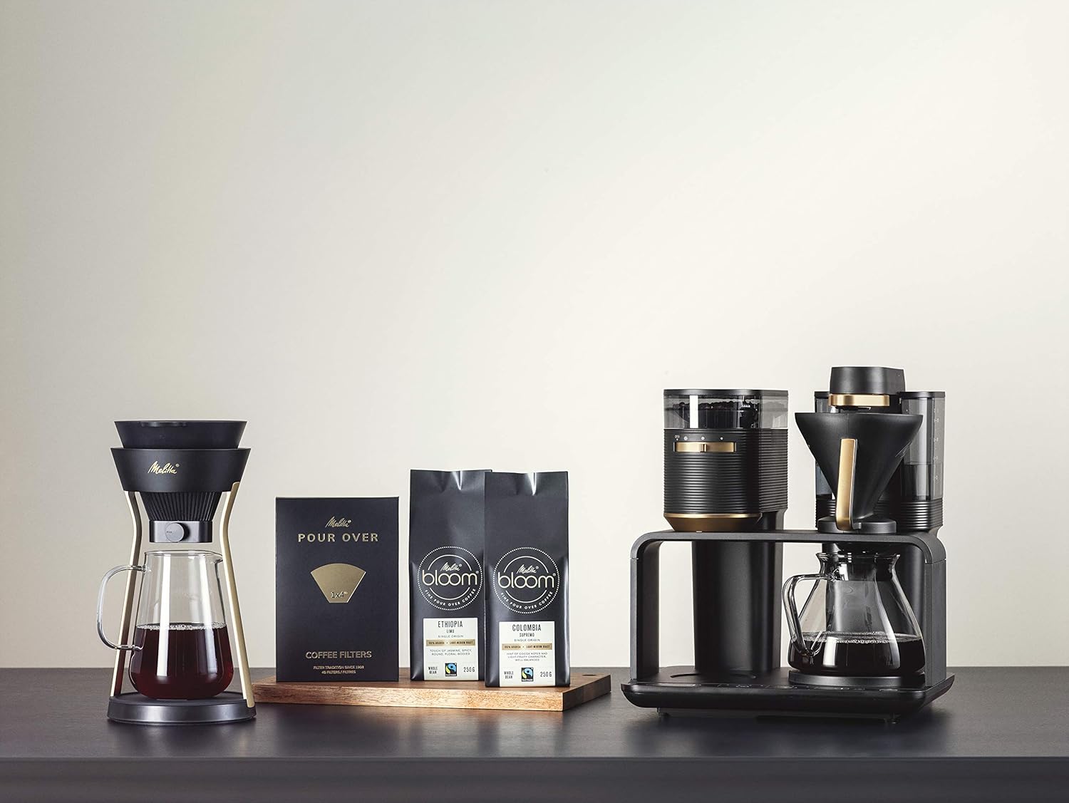 Melitta EPOS Kaffeemaschine mit Mahlwerk, schwarz-silber