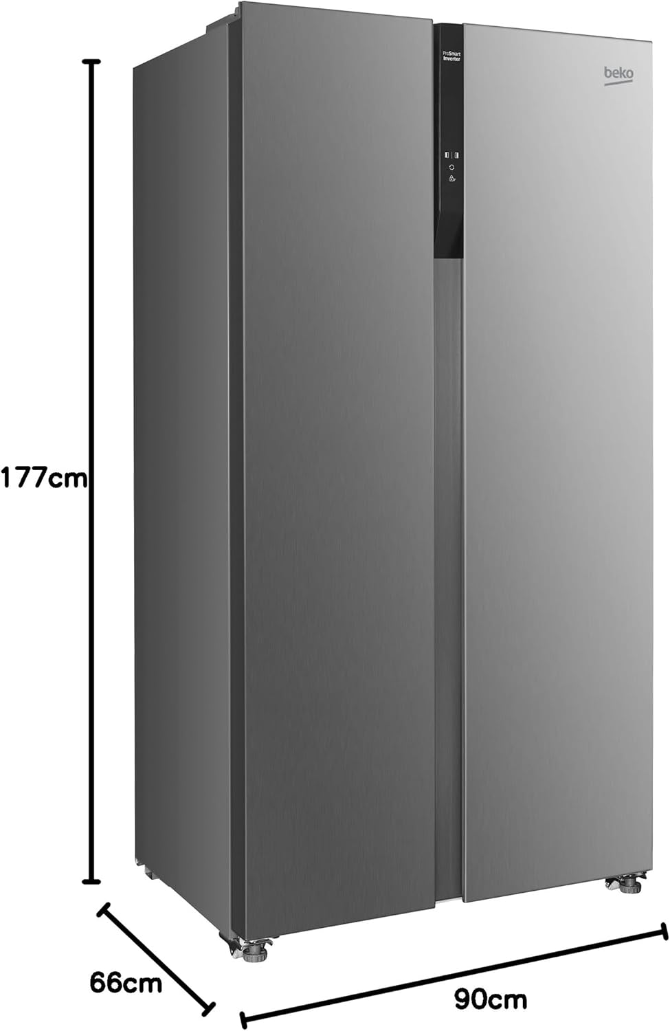 Beko GNO5322WDXPN Side-by-Side, Kühlschrank, Gefrierschrank, 532 l Gesamtvolumen, 347 Liter Kühlbereich, 185 Liter Gefrierbereich, Multifunktionsdisplay, NoFrost, Wasserspender, Edelstahl