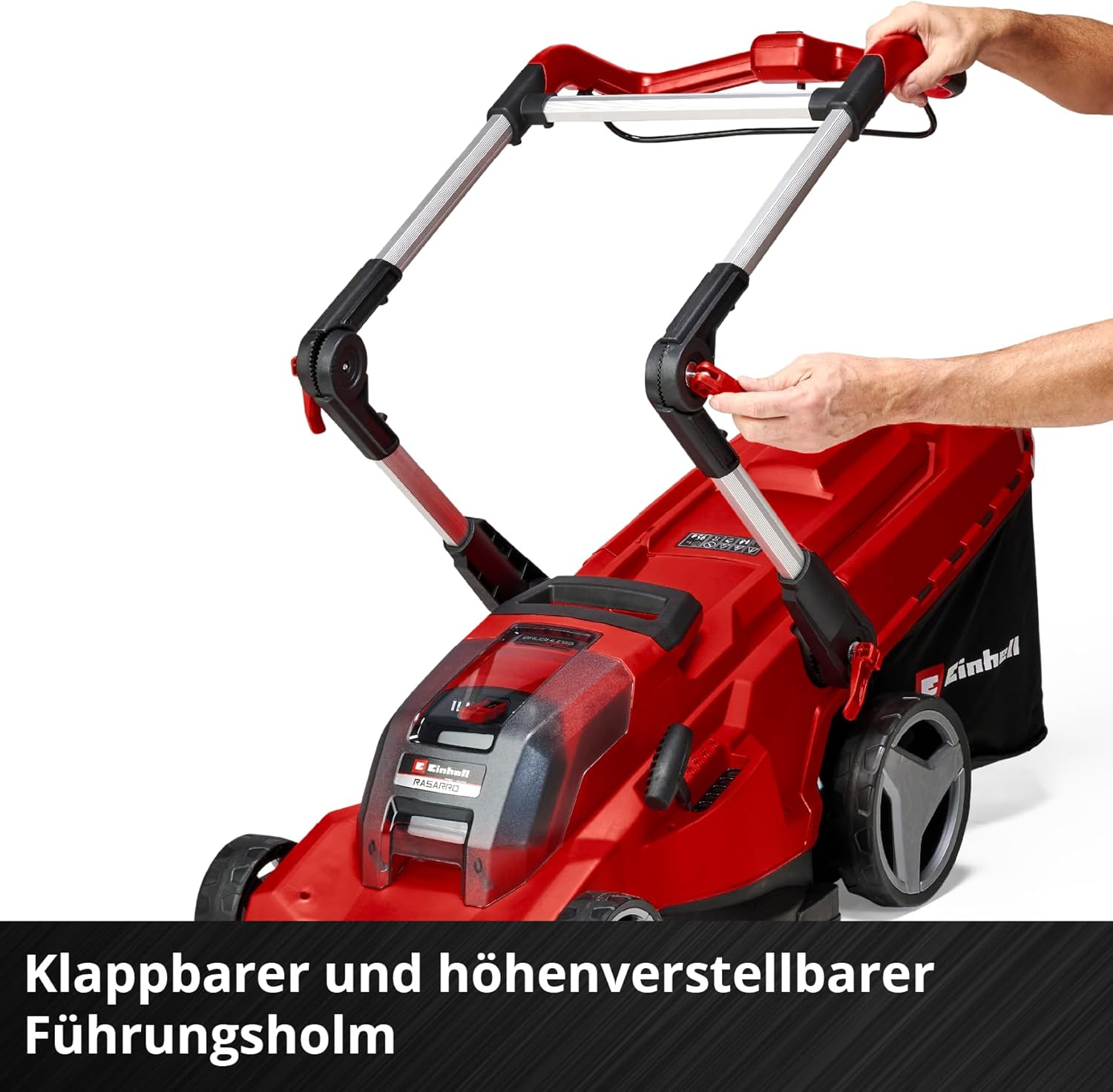 Einhell Akku-Rasenmäher RASARRO 36/42 Kit Power X-Change (36V, 42 cm Schnittbreite, bis 725 m², Brushless, 50L Fangkorb, Mulchfunktion, inkl. 2x 5,2Ah + 1x Twincharger)