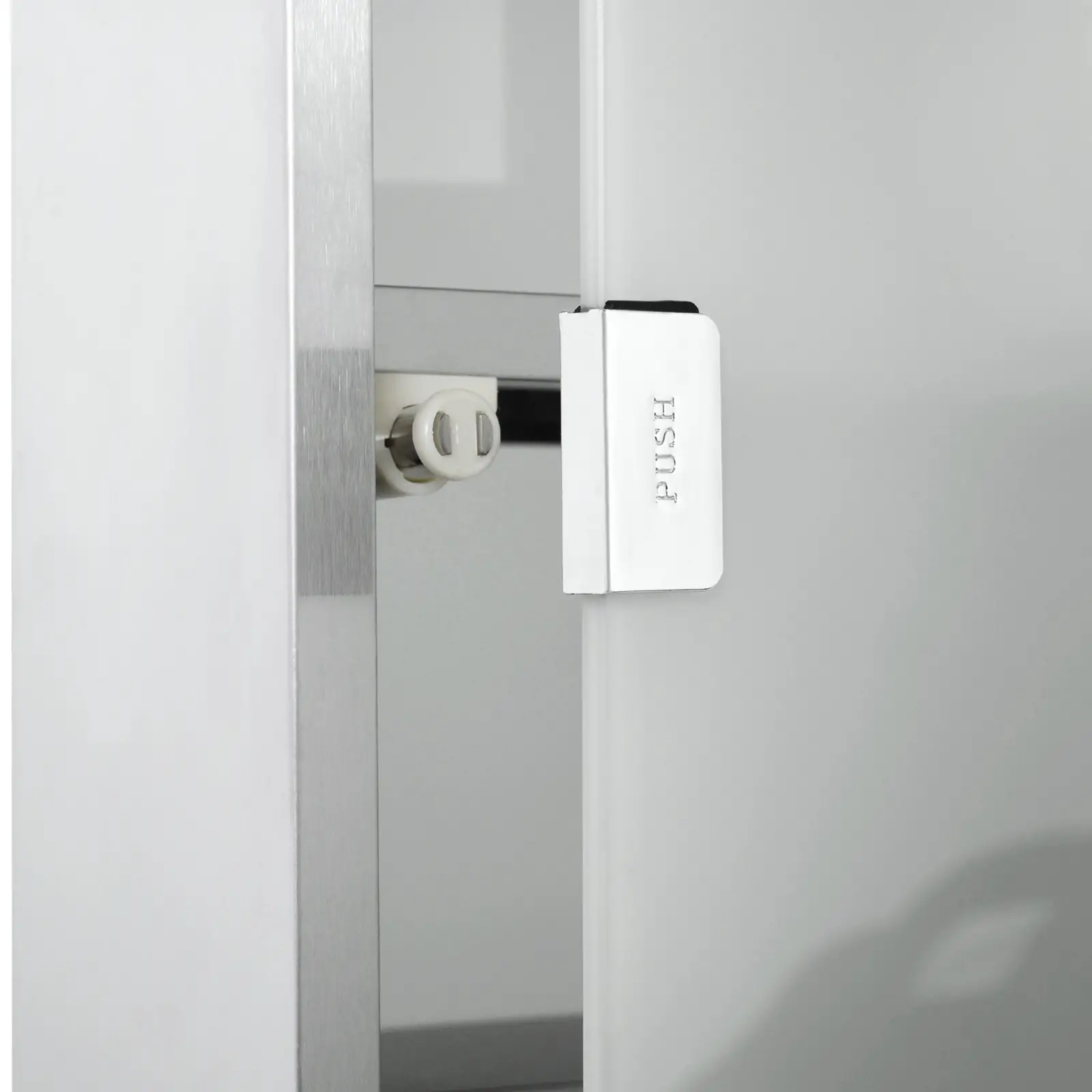 HOMCOM Medizinschrank abschließbar Tip-On Automatik Edelstahl