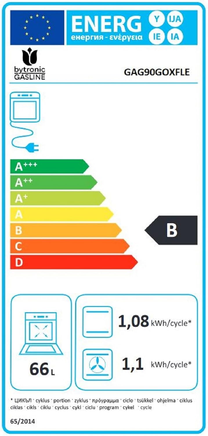Gasline Gas Standherd mit Flaschenschrank 90cm GAG90GOXFL, 5 Flammig Sabaf-Brenner, Elektrische-Zündung und Vollzündsicherung Propan LPG…