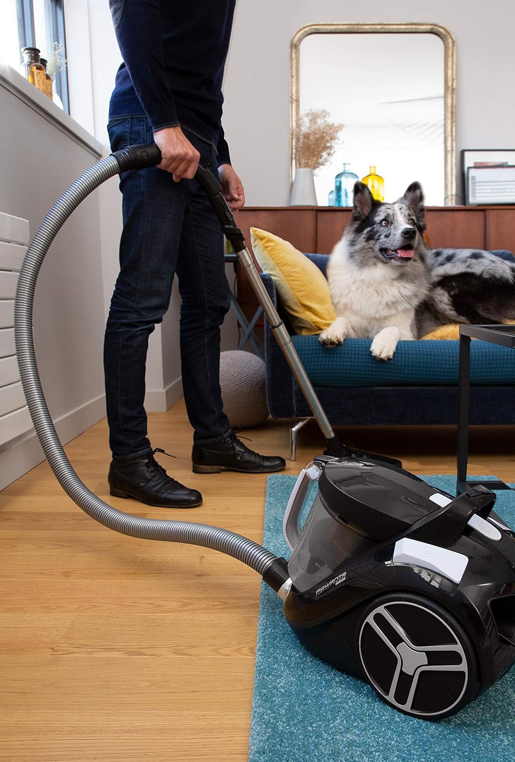 Rowenta RO4825 beutelloser Bodenstaubsauger Compact Power XXL | 550 Watt | 2,5L Staubvolumen | Kompakt & leise | Extreme Saugleistung | Hocheffizienter Saugkopf | Schwarz/Grau