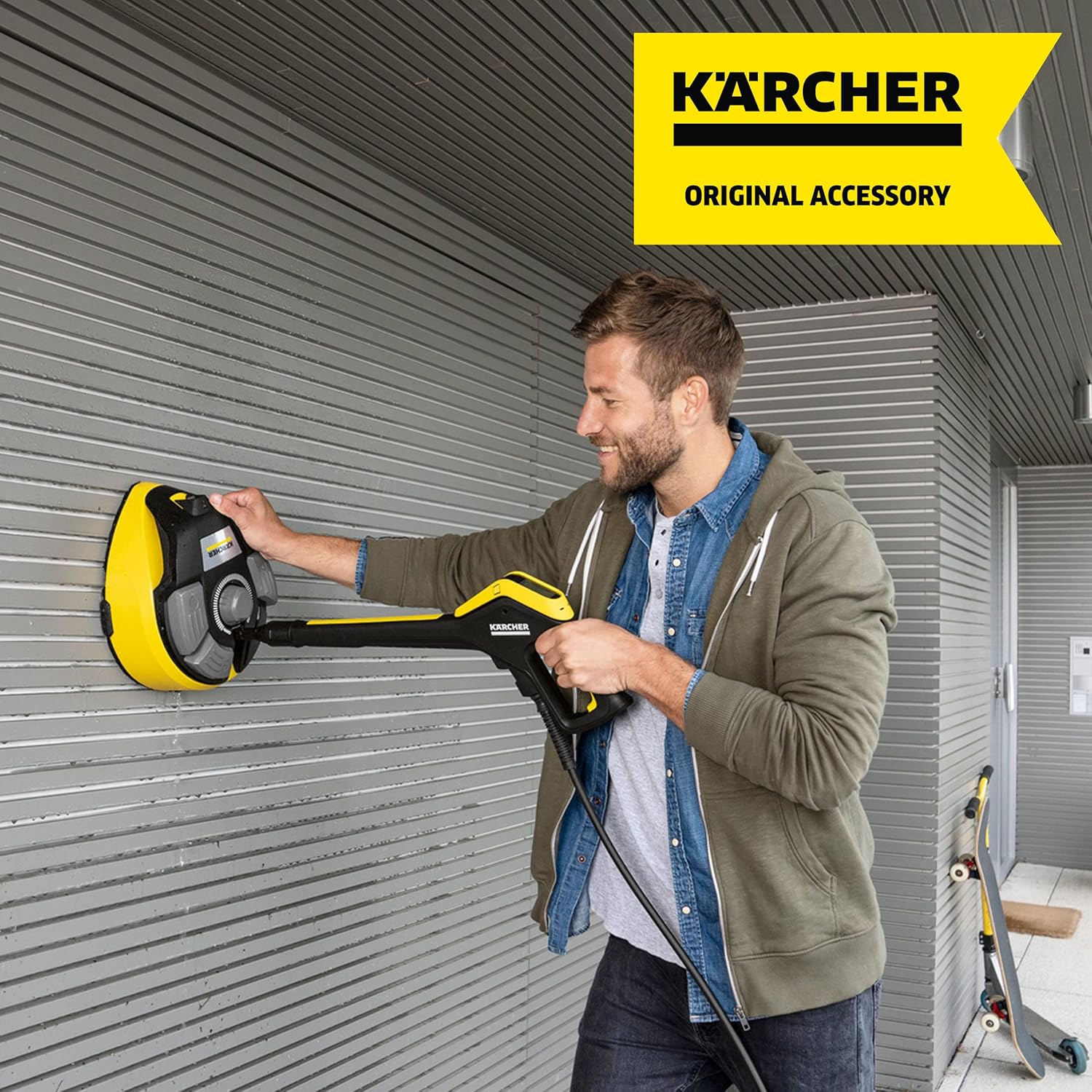 Krcher Flchenreiniger T-Racer T 7 Plus (Spritzwasserschutz, für groe Flchen, zwei Flachstrahldüsen, Handgriff für senkrechtes arbeiten, Powerdüse, Spüldüse)