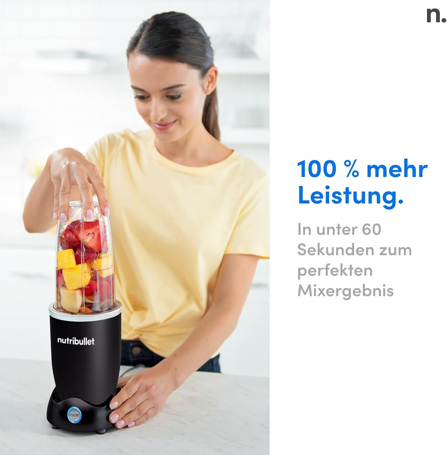 Nutribullet Pro 1200, Elektrischer Mixer, Zerkleinerer, Smoothie Mixer, Multifunktionsmixer, 1200w Leistung, 700ml und 900ml Glser, schwarz, NB120MB