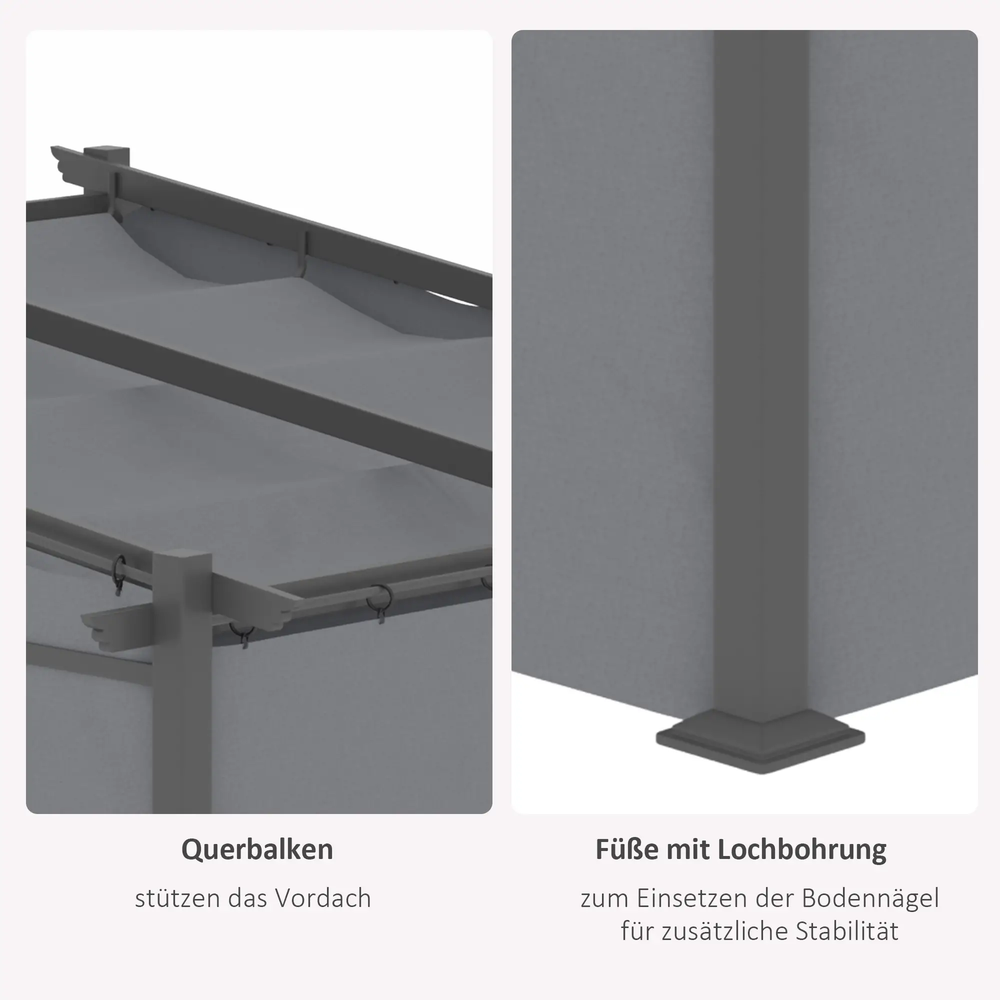 Outsunny Pergola mit ausziehbarem Dach Seilzugsystem
