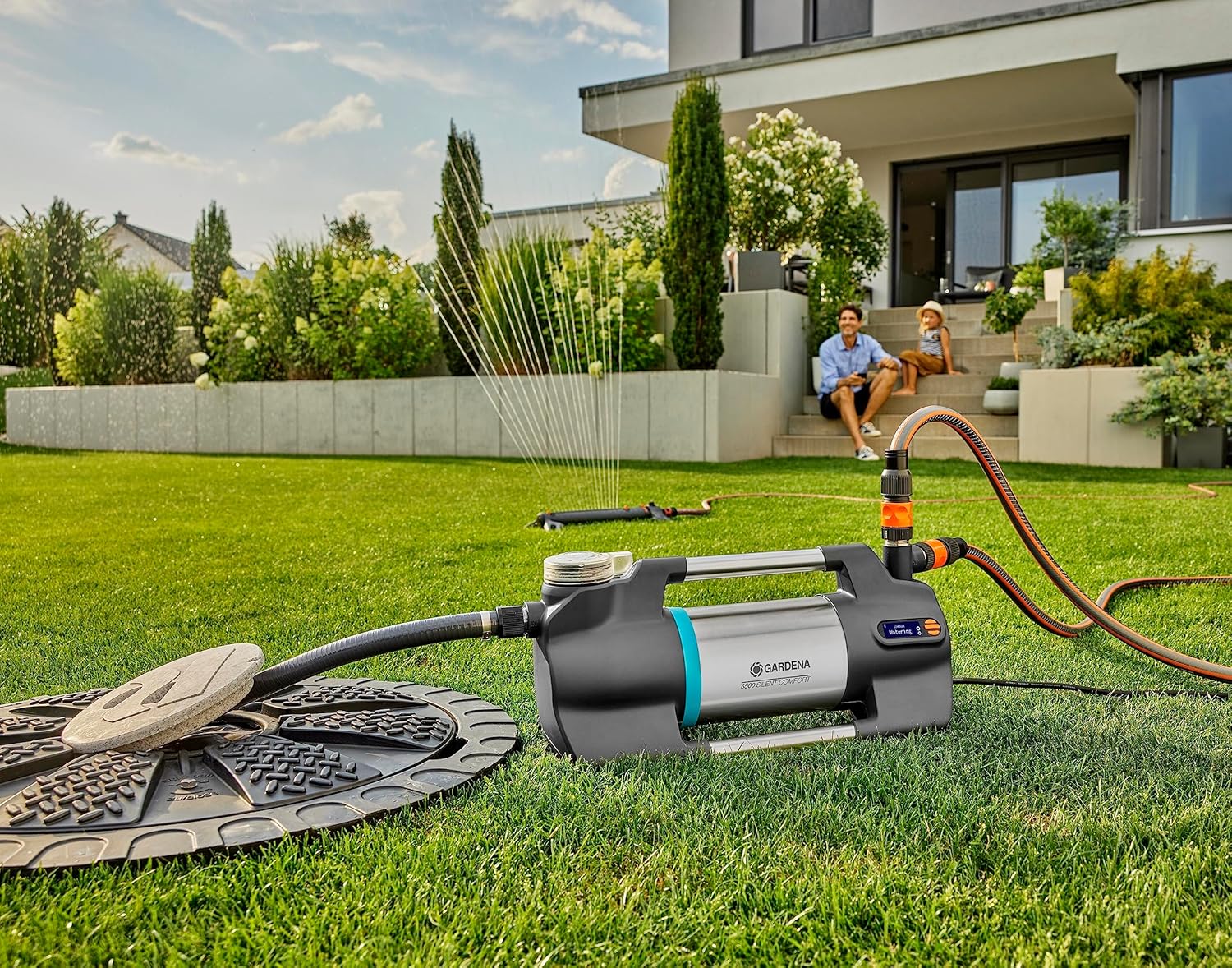 Gardena Gartenpumpe 6500 SilentComfort: Extra leise Bewässerungspumpe via App steuerbar, Fördermenge 6500 l/h, Trockenlaufsicherung, rostfreier Edelstahl, stromsparend und wasserfest (9059-20)